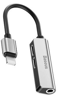Baseus 3-in-1 iP Male to Dual iP & 3.5mm Female Adapter L52 Black Baseus 3-in-1 iP Male to Dual iP & 3.5mm Female Adapter L52 Black